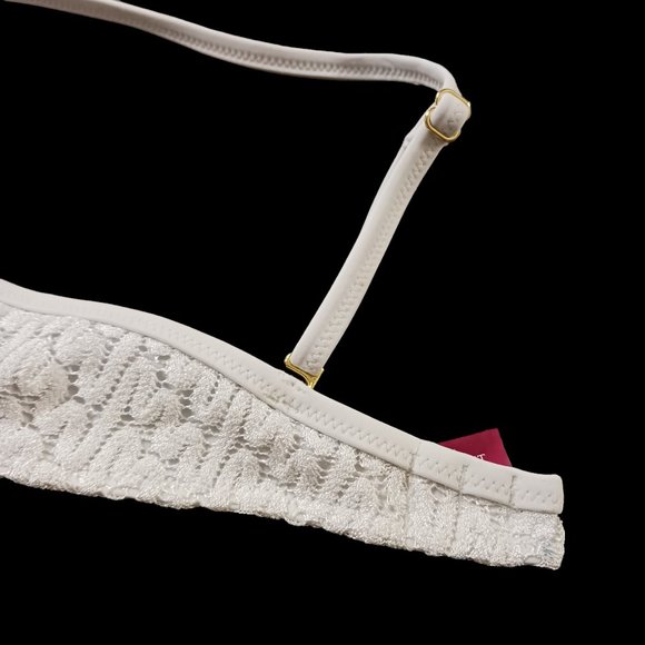 Victoria's Secret Crochet Padded Push Up White Bikini Top Size 34C - Picture 11 of 13